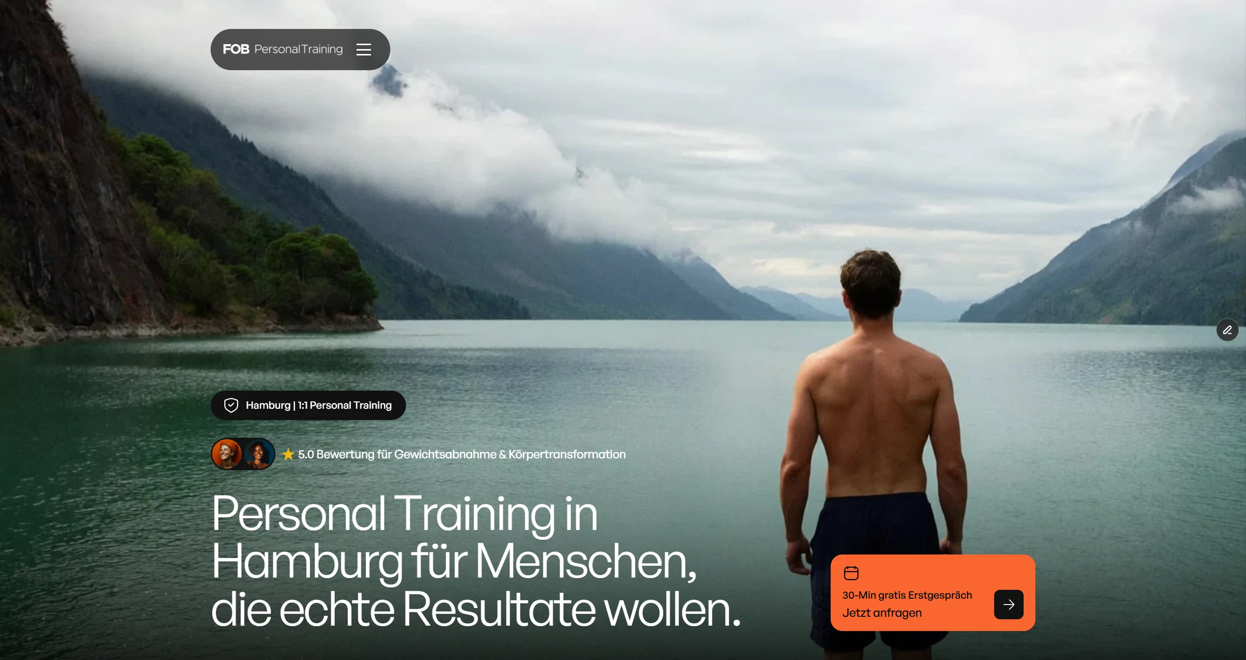 Home page of finnolebauer-personaltraining.de on desktop
