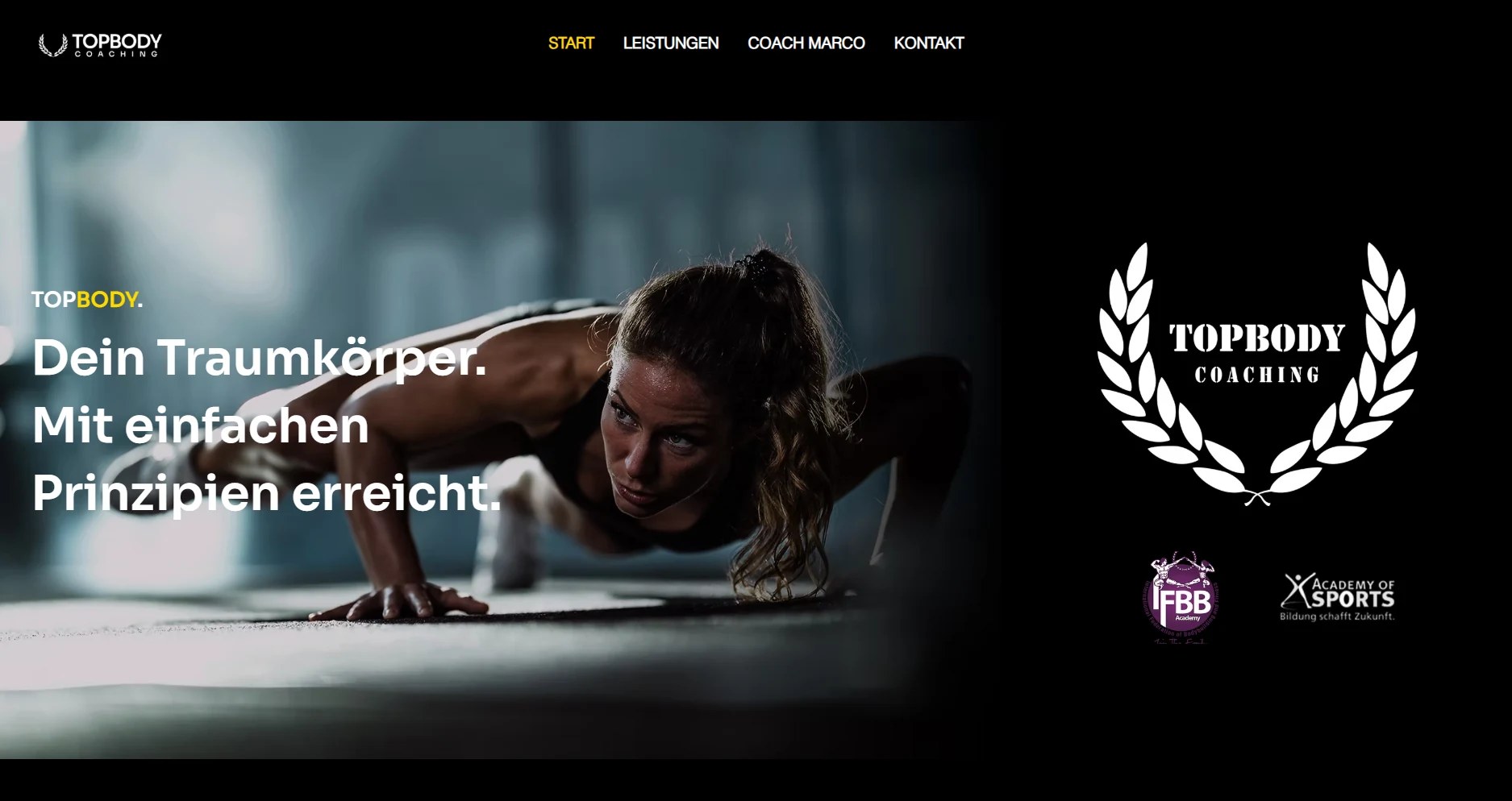 Home page of topbody-coaching.de on desktop